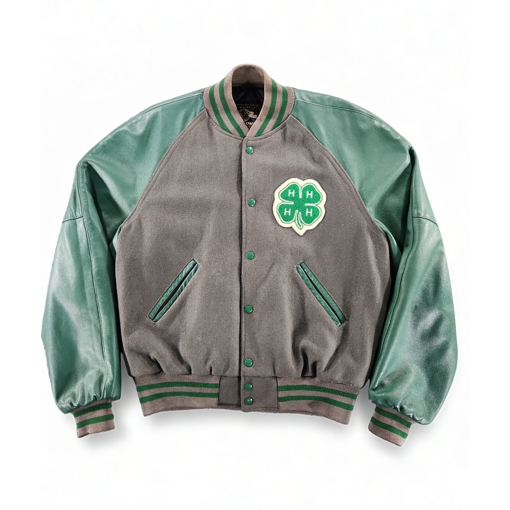 Holloway 4-H Club Wool Leather Varsity Letterman Jacket Medium Bomber Quilted